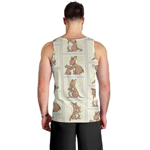 Kangaroo Australia Mother's Day Men Tank Top Mum and Joey Memory Aboriginal Stamp Seamless Style