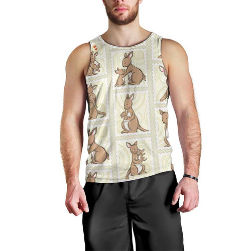 Kangaroo Australia Mother's Day Men Tank Top Mum and Joey Memory Aboriginal Stamp Seamless Style