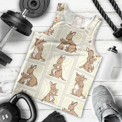 Kangaroo Australia Mother's Day Men Tank Top Mum and Joey Memory Aboriginal Stamp Seamless Style