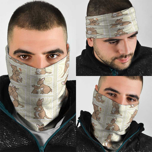 Kangaroo Australia Mother's Day Neck Gaiter Mum and Joey Memory Aboriginal Stamp Seamless Style
