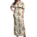 Kangaroo Australia Mother's Day Off Shoulder Maxi Dress Mum and Joey Memory Aboriginal Stamp Seamless Style