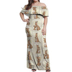 Kangaroo Australia Mother's Day Off Shoulder Maxi Dress Mum and Joey Memory Aboriginal Stamp Seamless Style