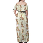 Kangaroo Australia Mother's Day Off Shoulder Maxi Dress Mum and Joey Memory Aboriginal Stamp Seamless Style