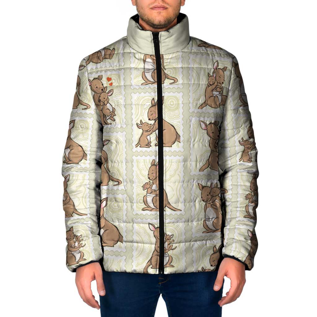 Kangaroo Australia Mother's Day Padded Jacket Mum and Joey Memory Aboriginal Stamp Seamless Style
