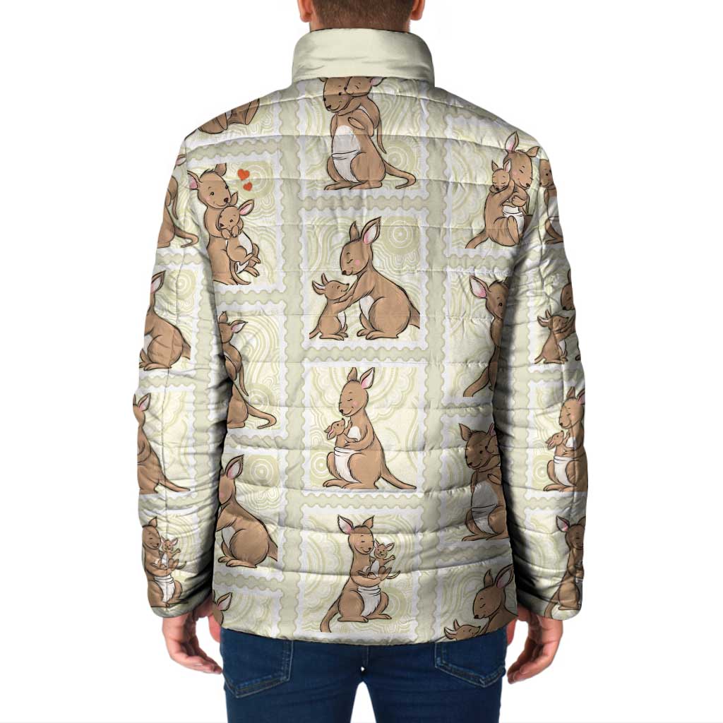 Kangaroo Australia Mother's Day Padded Jacket Mum and Joey Memory Aboriginal Stamp Seamless Style