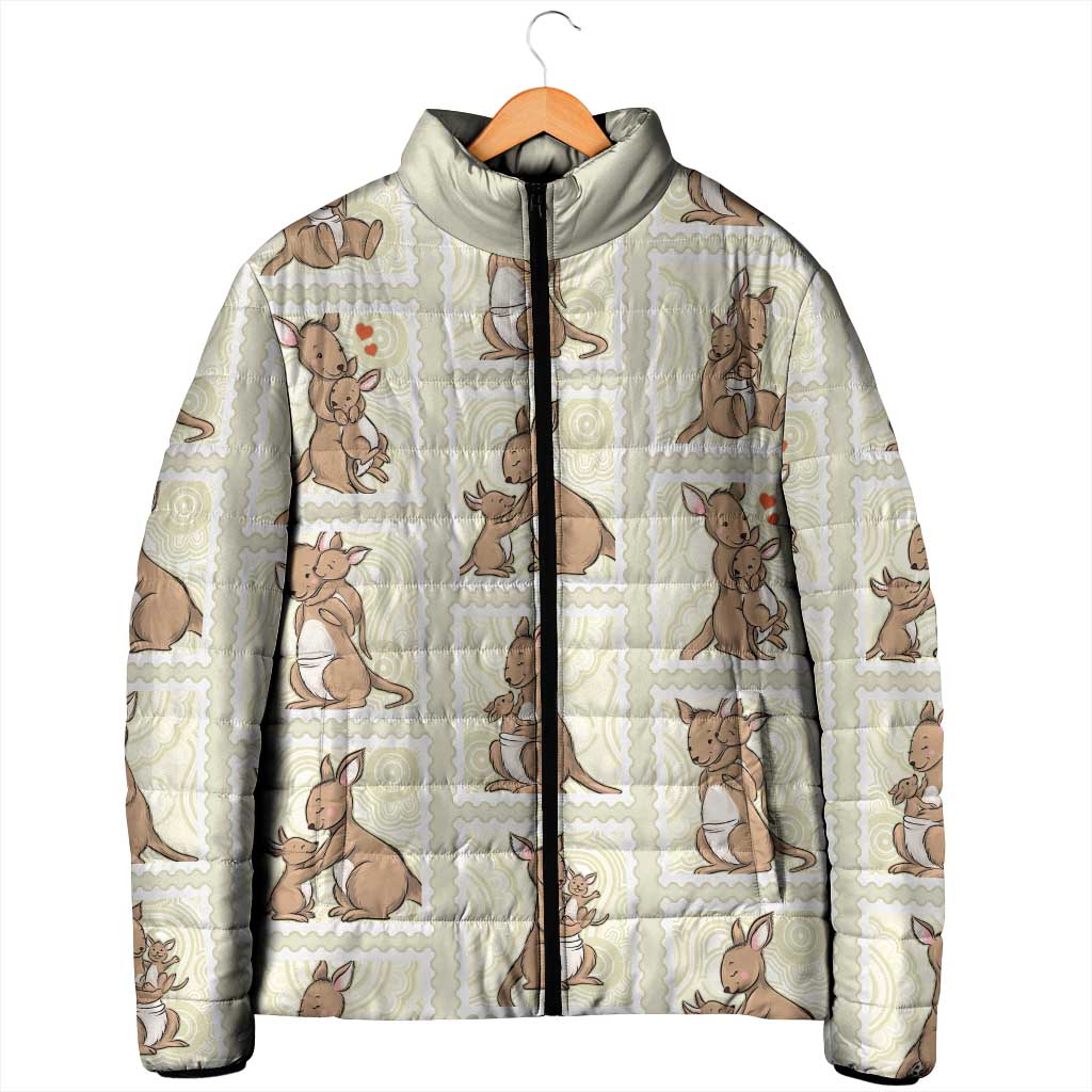 Kangaroo Australia Mother's Day Padded Jacket Mum and Joey Memory Aboriginal Stamp Seamless Style