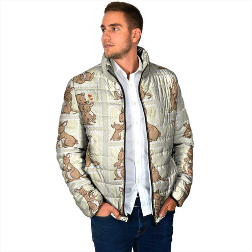 Kangaroo Australia Mother's Day Padded Jacket Mum and Joey Memory Aboriginal Stamp Seamless Style