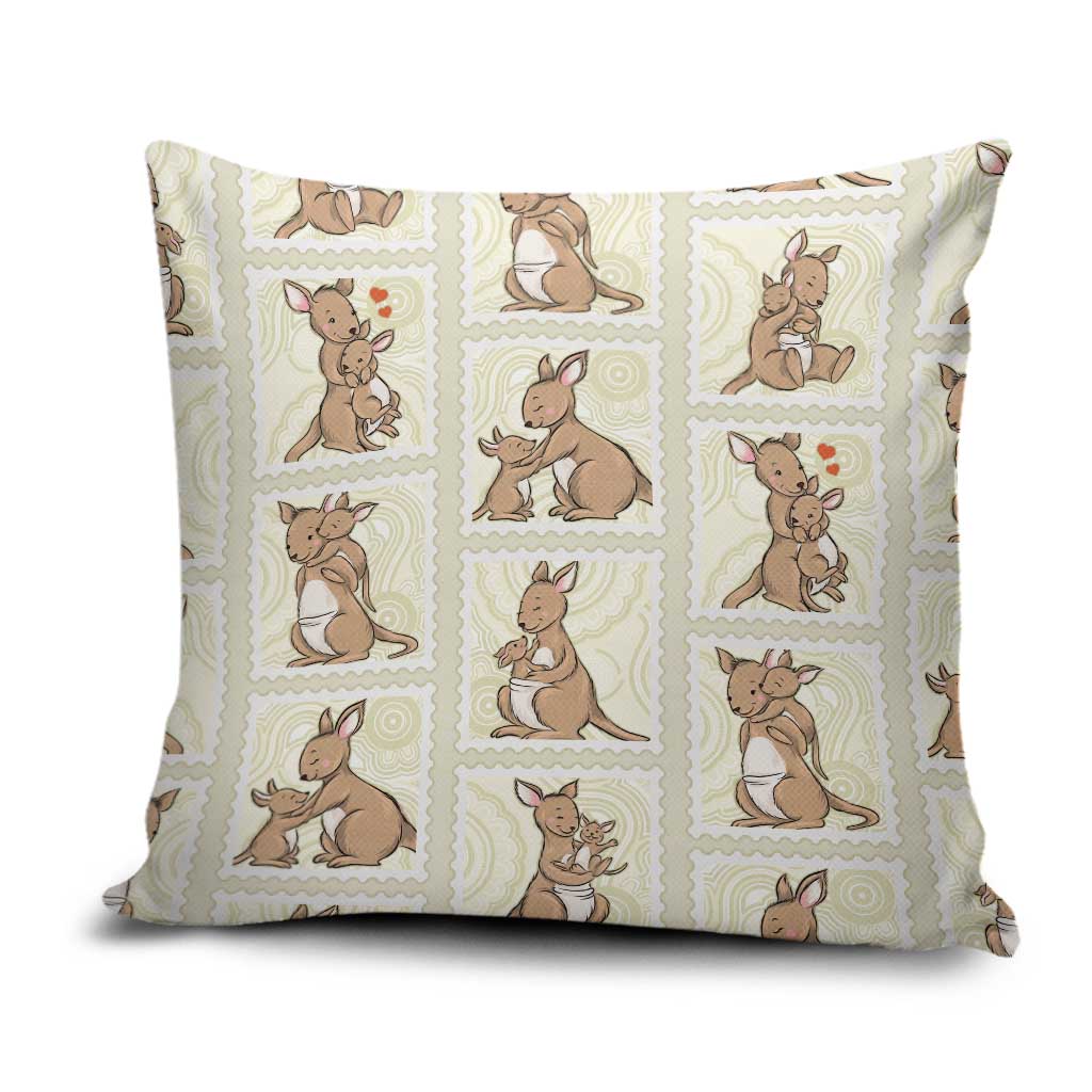 Kangaroo Australia Mother's Day Pillow Cover Mum and Joey Memory Aboriginal Stamp Seamless Style