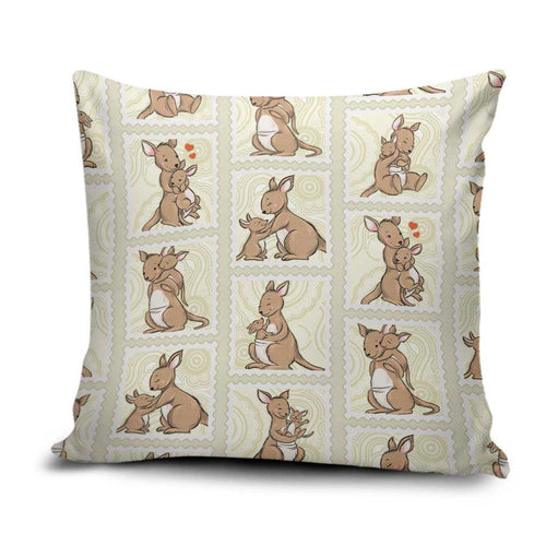 Kangaroo Australia Mother's Day Pillow Cover Mum and Joey Memory Aboriginal Stamp Seamless Style