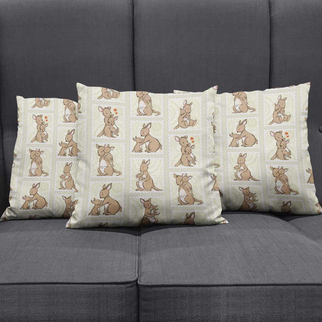 Kangaroo Australia Mother's Day Pillow Cover Mum and Joey Memory Aboriginal Stamp Seamless Style
