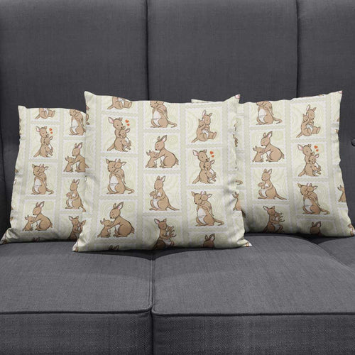 Kangaroo Australia Mother's Day Pillow Cover Mum and Joey Memory Aboriginal Stamp Seamless Style