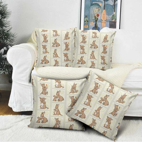 Kangaroo Australia Mother's Day Pillow Cover Mum and Joey Memory Aboriginal Stamp Seamless Style