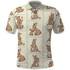 Kangaroo Australia Mother's Day Polo Shirt Mum and Joey Memory Aboriginal Stamp Seamless Style