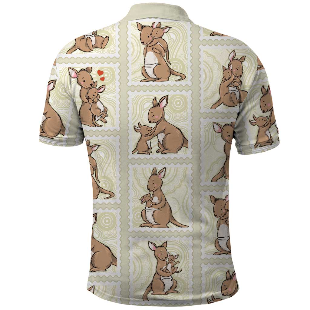 Kangaroo Australia Mother's Day Polo Shirt Mum and Joey Memory Aboriginal Stamp Seamless Style