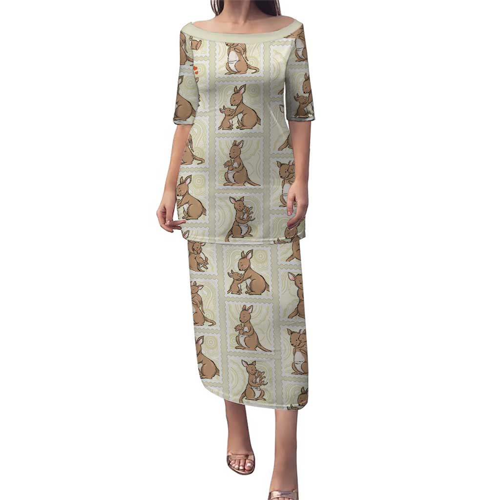 Kangaroo Australia Mother's Day Puletasi Mum and Joey Memory Aboriginal Stamp Seamless Style