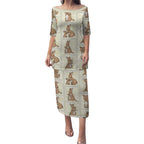 Kangaroo Australia Mother's Day Puletasi Mum and Joey Memory Aboriginal Stamp Seamless Style