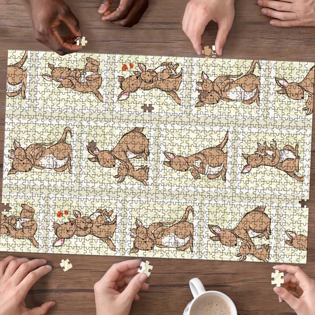 Kangaroo Australia Mother's Day Puzzle Mum and Joey Memory Aboriginal Stamp Seamless Style