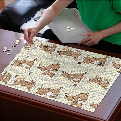 Kangaroo Australia Mother's Day Puzzle Mum and Joey Memory Aboriginal Stamp Seamless Style