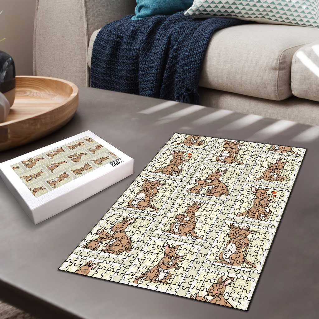 Kangaroo Australia Mother's Day Puzzle Mum and Joey Memory Aboriginal Stamp Seamless Style