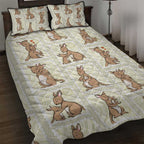 Kangaroo Australia Mother's Day Quilt Bed Set Mum and Joey Memory Aboriginal Stamp Seamless Style
