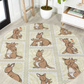 Kangaroo Australia Mother's Day Round Carpet Mum and Joey Memory Aboriginal Stamp Seamless Style