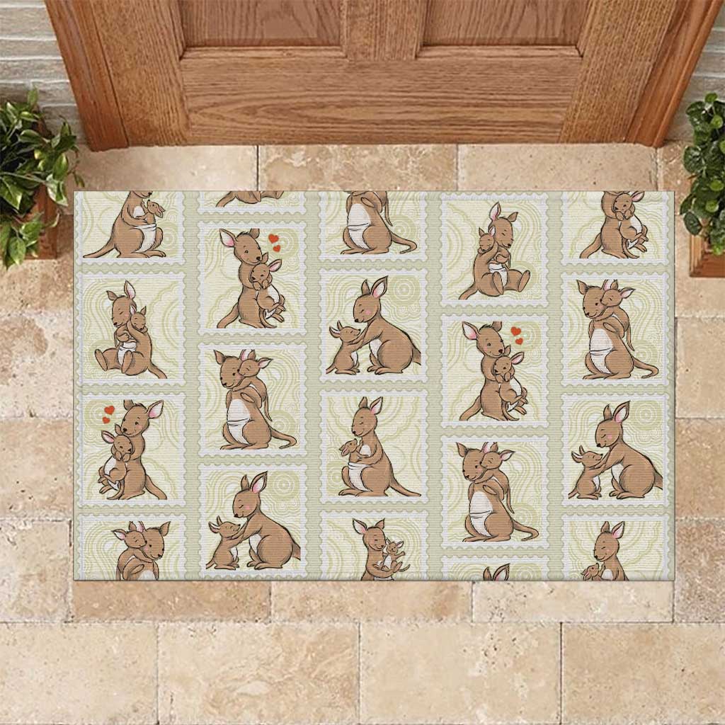 Kangaroo Australia Mother's Day Rubber Doormat Mum and Joey Memory Aboriginal Stamp Seamless Style