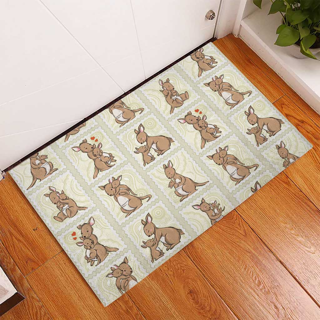 Kangaroo Australia Mother's Day Rubber Doormat Mum and Joey Memory Aboriginal Stamp Seamless Style