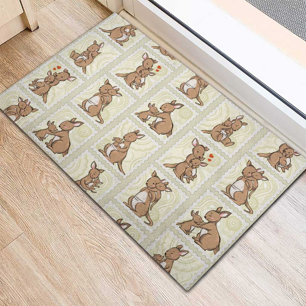 Kangaroo Australia Mother's Day Rubber Doormat Mum and Joey Memory Aboriginal Stamp Seamless Style