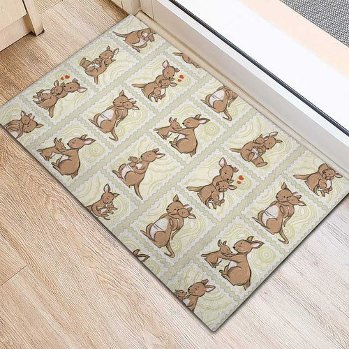 Kangaroo Australia Mother's Day Rubber Doormat Mum and Joey Memory Aboriginal Stamp Seamless Style