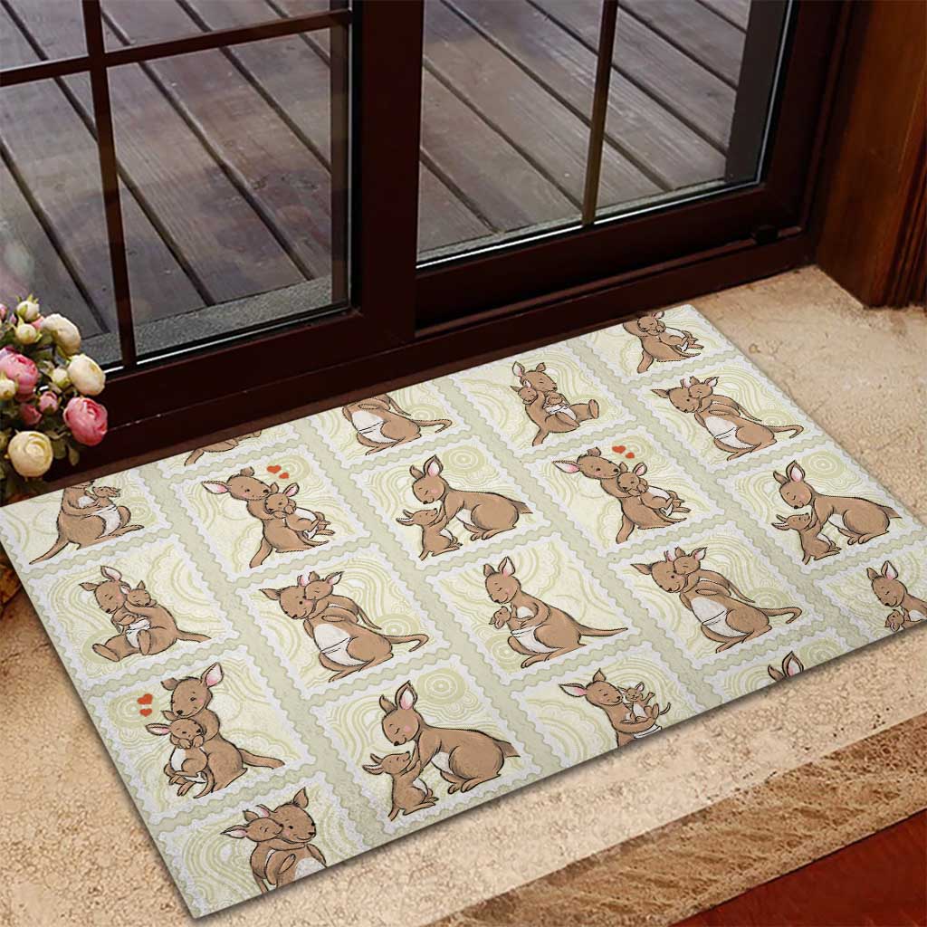 Kangaroo Australia Mother's Day Rubber Doormat Mum and Joey Memory Aboriginal Stamp Seamless Style