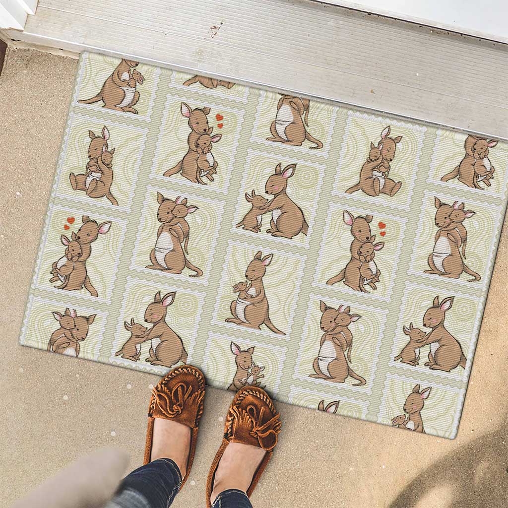 Kangaroo Australia Mother's Day Rubber Doormat Mum and Joey Memory Aboriginal Stamp Seamless Style