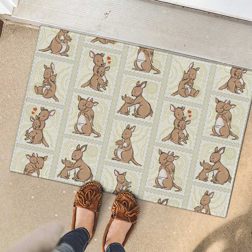 Kangaroo Australia Mother's Day Rubber Doormat Mum and Joey Memory Aboriginal Stamp Seamless Style