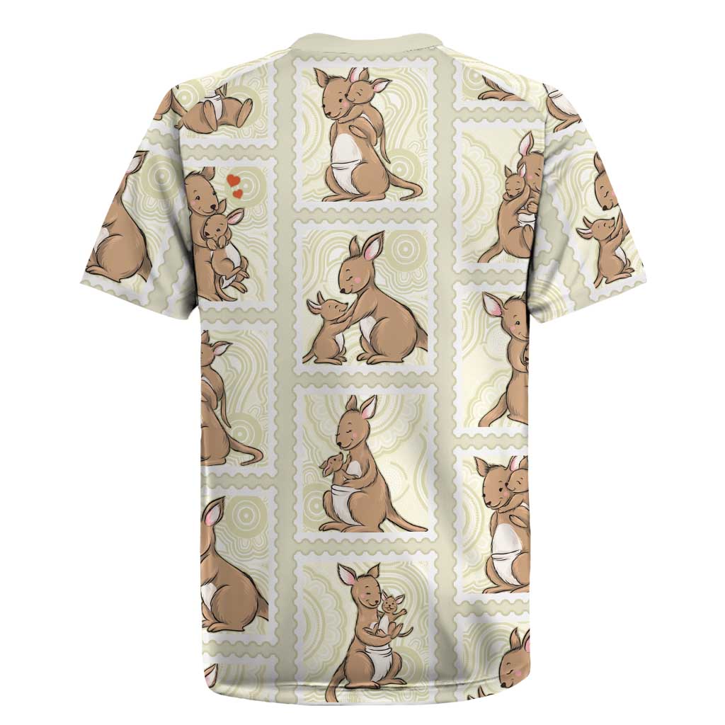 Kangaroo Australia Mother's Day Rugby Jersey Mum and Joey Memory Aboriginal Stamp Seamless Style