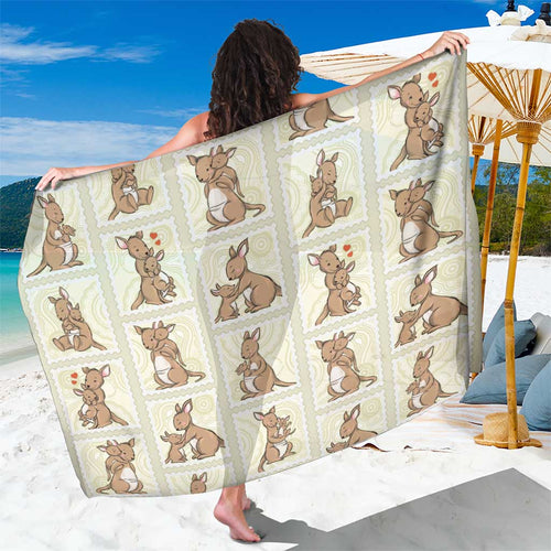 Kangaroo Australia Mother's Day Sarong Mum and Joey Memory Aboriginal Stamp Seamless Style