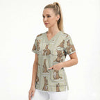 Kangaroo Australia Mother's Day Scrub Top Mum and Joey Memory Aboriginal Stamp Seamless Style