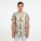 Kangaroo Australia Mother's Day Scrub Top Mum and Joey Memory Aboriginal Stamp Seamless Style