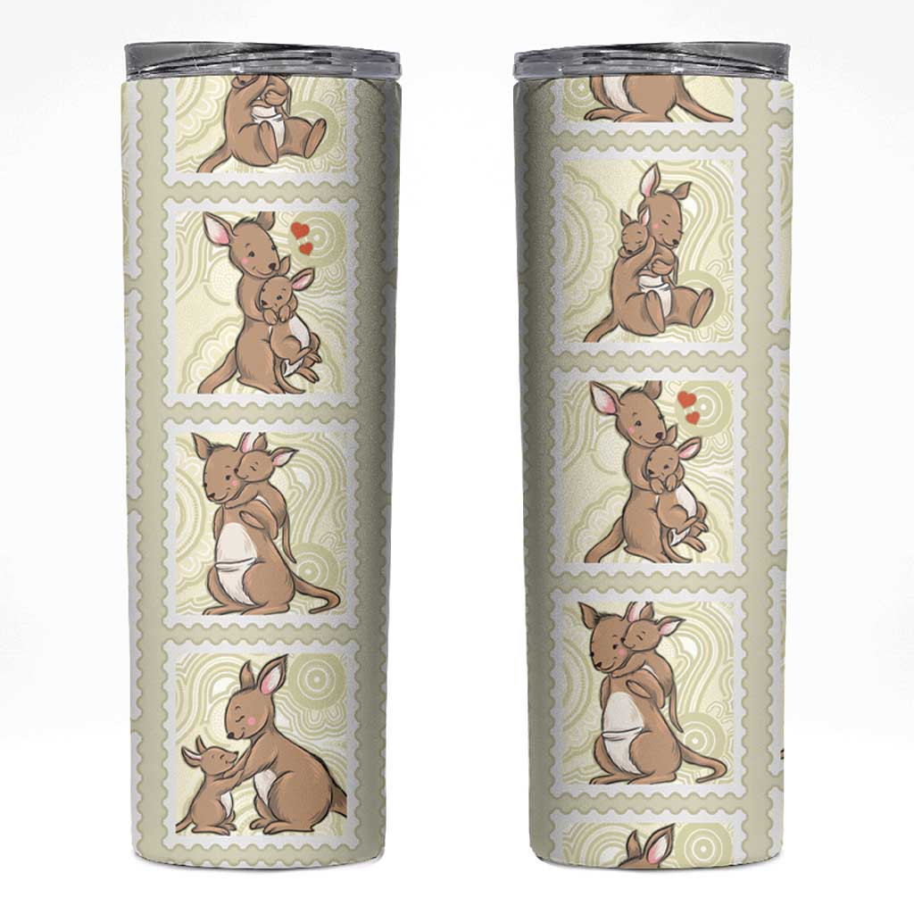Kangaroo Australia Mother's Day Skinny Tumbler Mum and Joey Memory Aboriginal Stamp Seamless Style