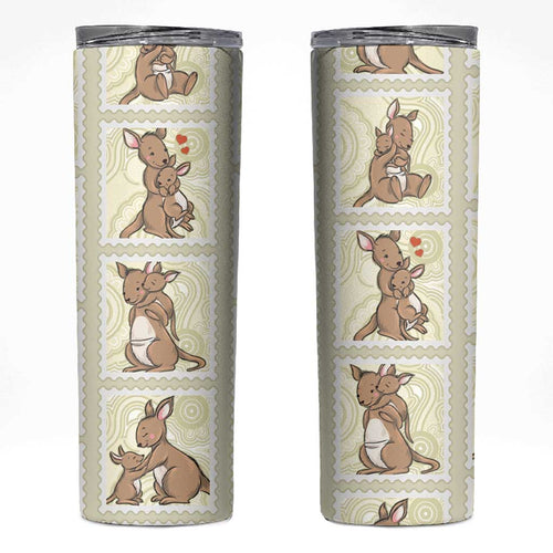 Kangaroo Australia Mother's Day Skinny Tumbler Mum and Joey Memory Aboriginal Stamp Seamless Style