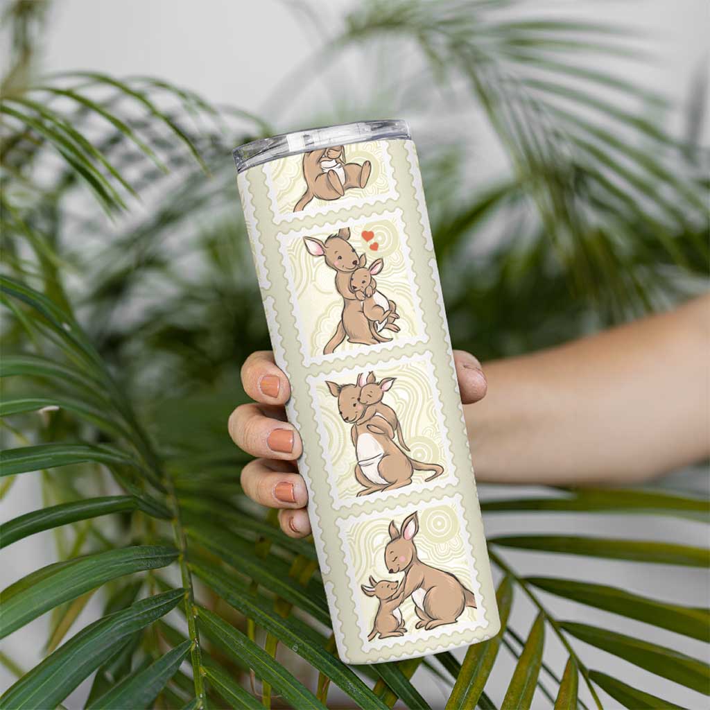 Kangaroo Australia Mother's Day Skinny Tumbler Mum and Joey Memory Aboriginal Stamp Seamless Style