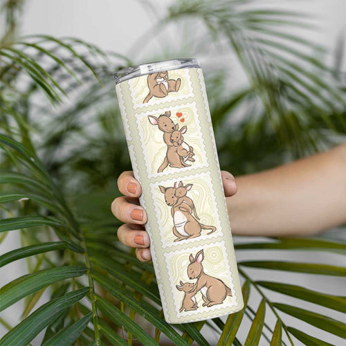 Kangaroo Australia Mother's Day Skinny Tumbler Mum and Joey Memory Aboriginal Stamp Seamless Style
