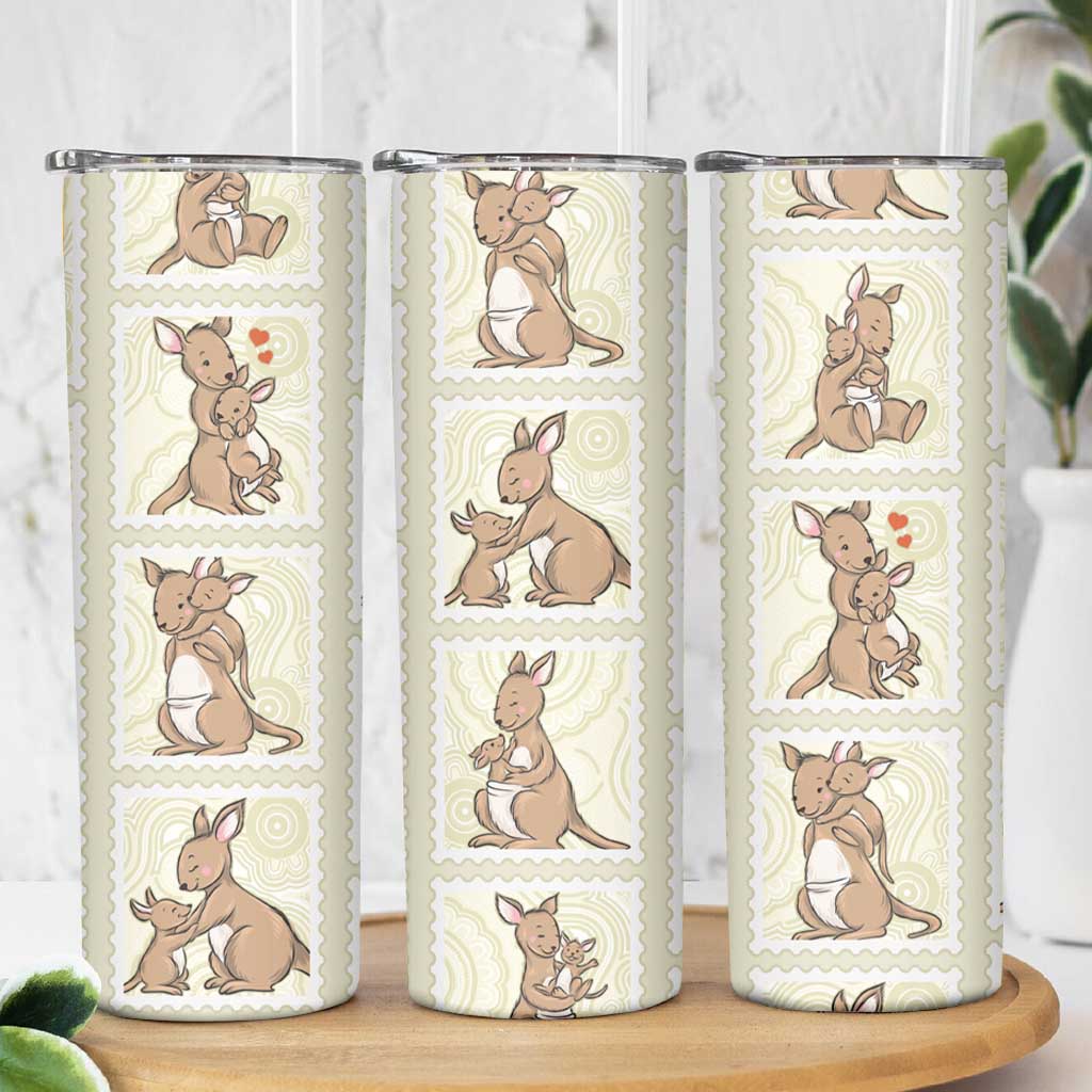 Kangaroo Australia Mother's Day Skinny Tumbler Mum and Joey Memory Aboriginal Stamp Seamless Style