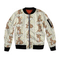 Kangaroo Australia Mother's Day Sleeve Zip Bomber Jacket Mum and Joey Memory Aboriginal Stamp Seamless Style