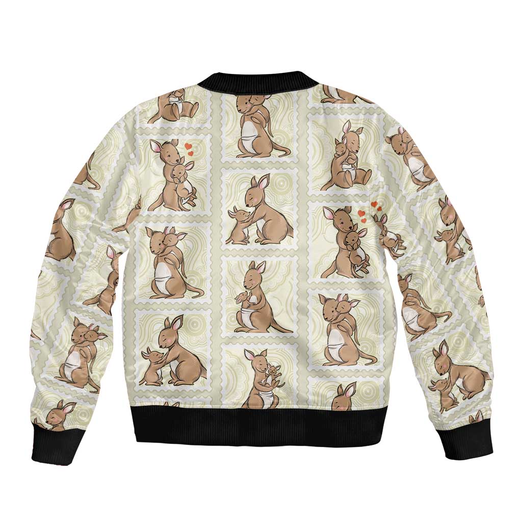 Kangaroo Australia Mother's Day Sleeve Zip Bomber Jacket Mum and Joey Memory Aboriginal Stamp Seamless Style