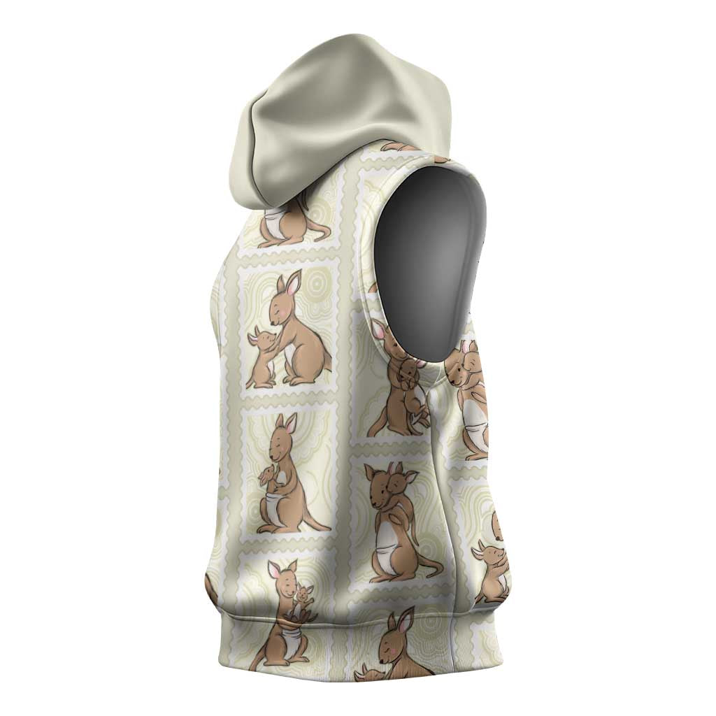 Kangaroo Australia Mother's Day Sleeveless Hoodie Mum and Joey Memory Aboriginal Stamp Seamless Style