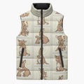 Kangaroo Australia Mother's Day Sleeveless Puffer Jacket Mum and Joey Memory Aboriginal Stamp Seamless Style