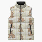 Kangaroo Australia Mother's Day Sleeveless Puffer Jacket Mum and Joey Memory Aboriginal Stamp Seamless Style
