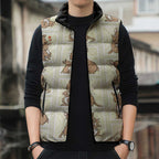 Kangaroo Australia Mother's Day Sleeveless Puffer Jacket Mum and Joey Memory Aboriginal Stamp Seamless Style