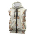 Kangaroo Australia Mother's Day Sleeveless Zip Hoodie Mum and Joey Memory Aboriginal Stamp Seamless Style