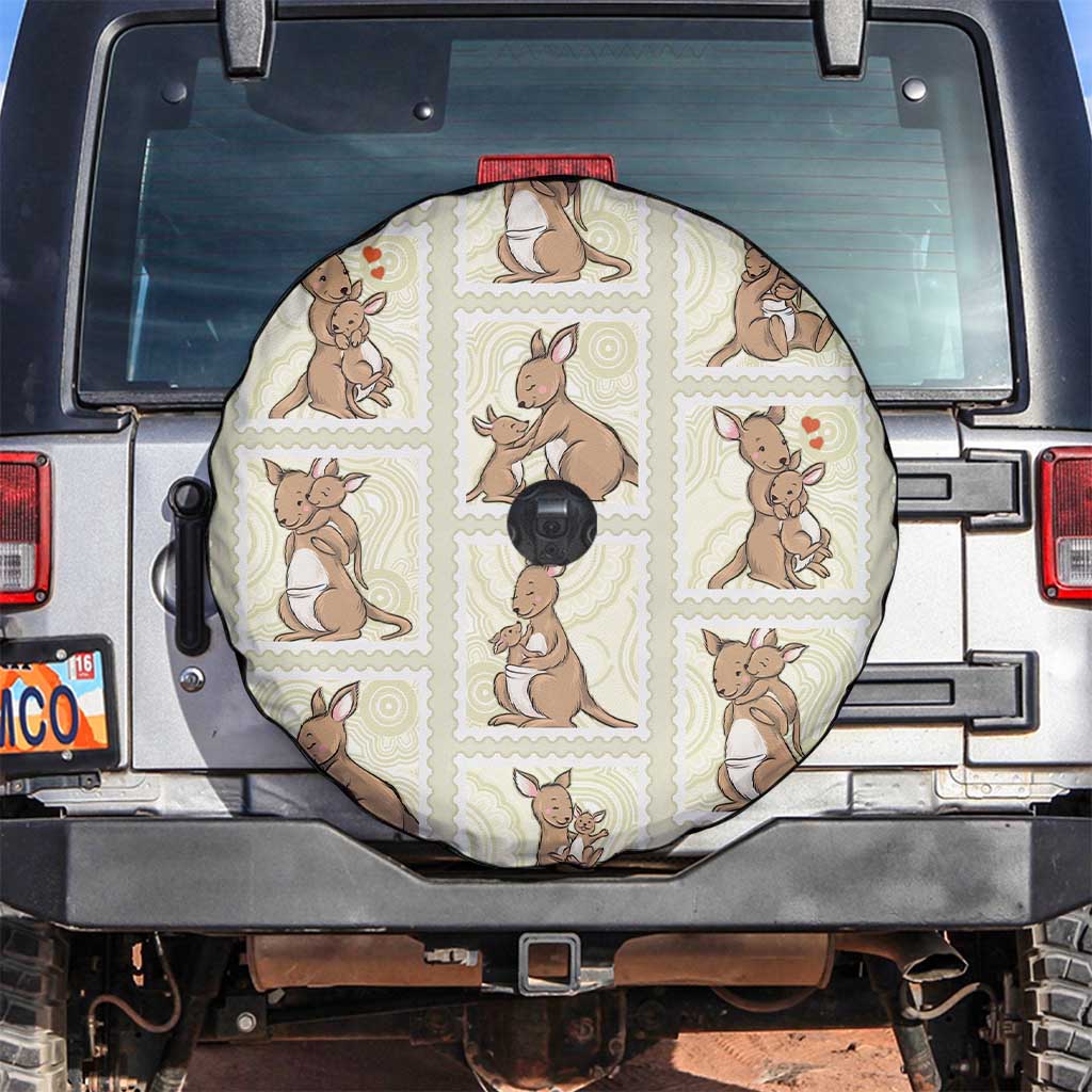 Kangaroo Australia Mother's Day Spare Tire Cover Mum and Joey Memory Aboriginal Stamp Seamless Style