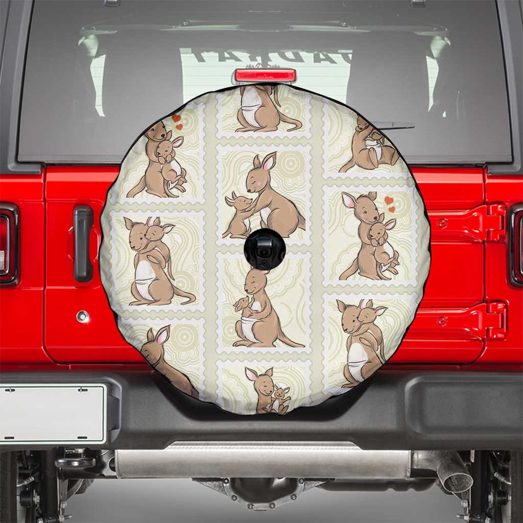 Kangaroo Australia Mother's Day Spare Tire Cover Mum and Joey Memory Aboriginal Stamp Seamless Style